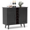 Black Wooden Sideboard Cabinet with 6 Wine Bottle Rack Storage Drawer and 2 Door Compartments